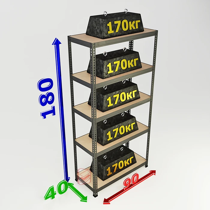 Стеллаж металлический на зацепах SBL 180х90х40 5 полок фото Стеллаж Мастер